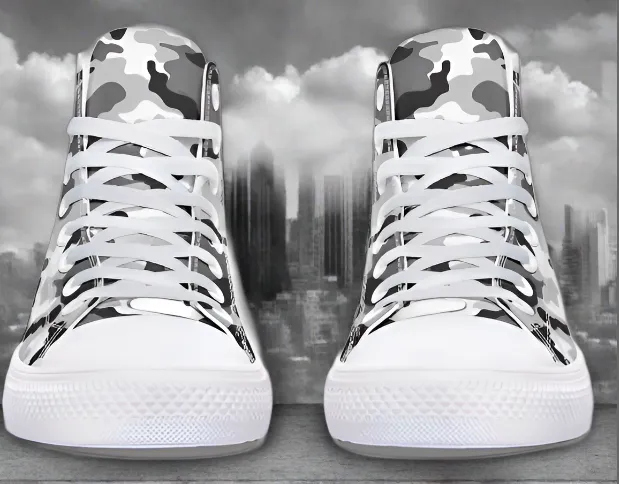 RAAD™ - High-top Canvas Sneakers - Urban White Camo/White Soles