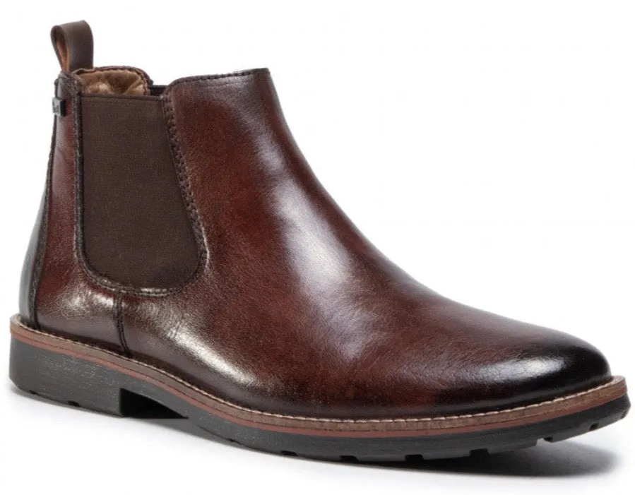 RIEKER Mens Leather Pull on Chelsea Boot in Brown