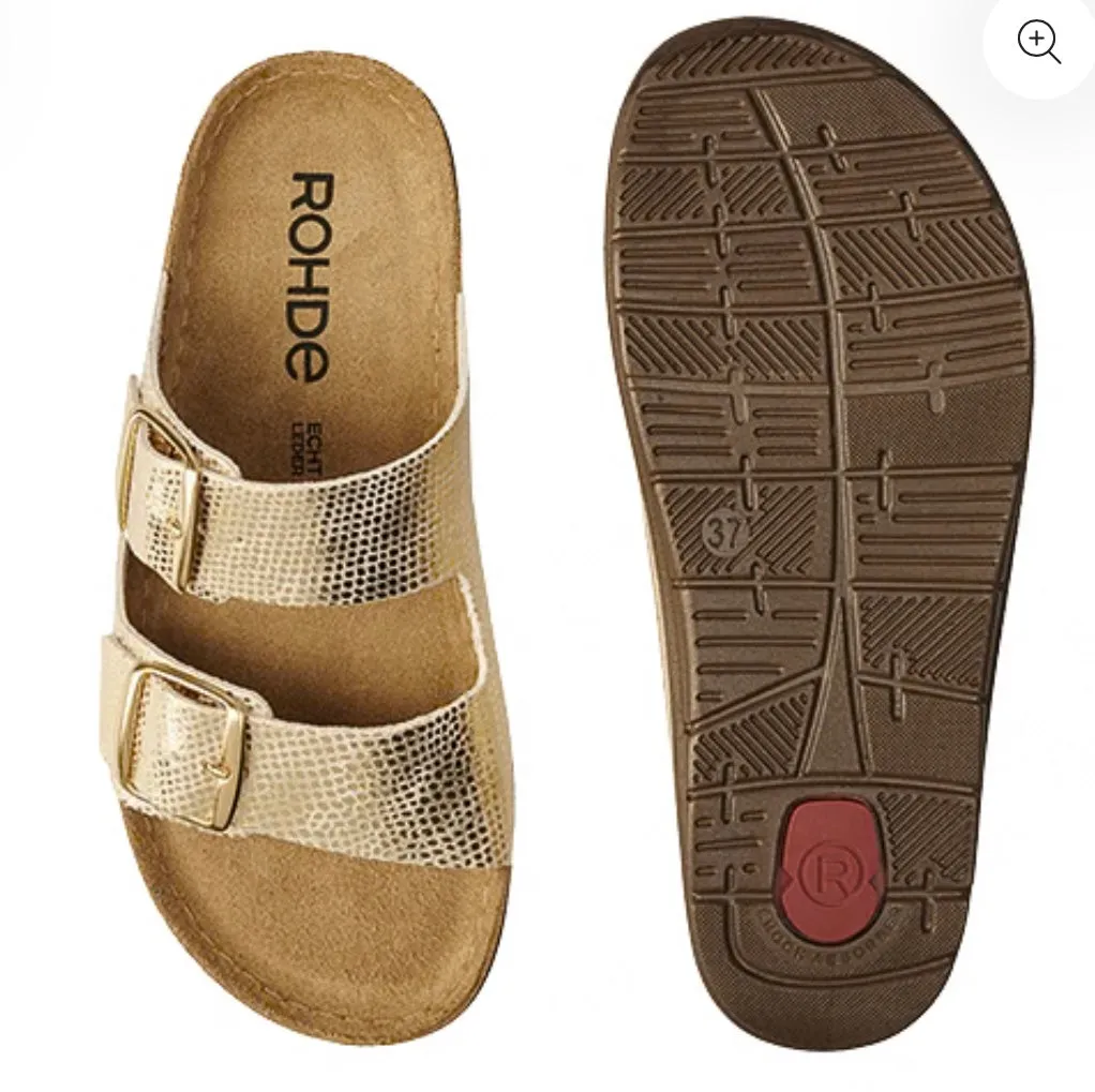 Rohde gold leather mule sandals
