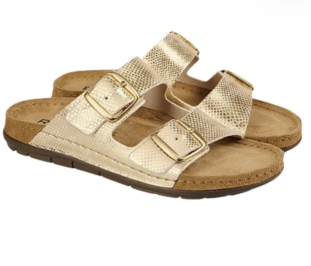 Rohde gold leather mule sandals