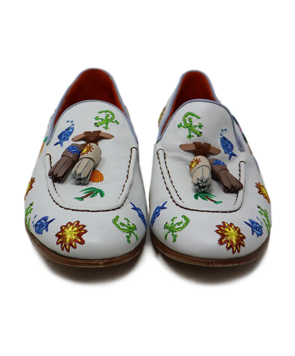 Rossetti White & Multicolored Embroidered Flats sz 8