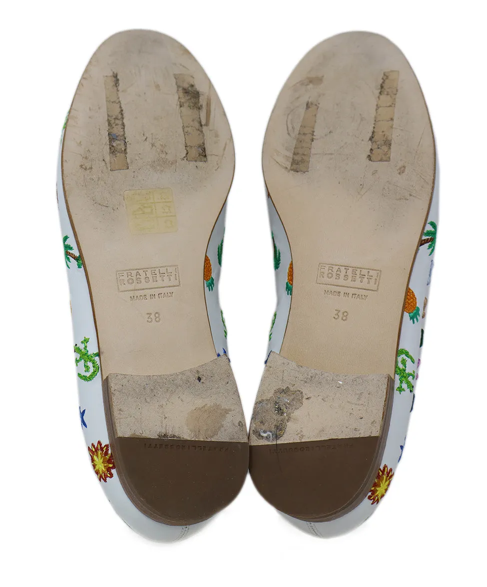 Rossetti White & Multicolored Embroidered Flats sz 8