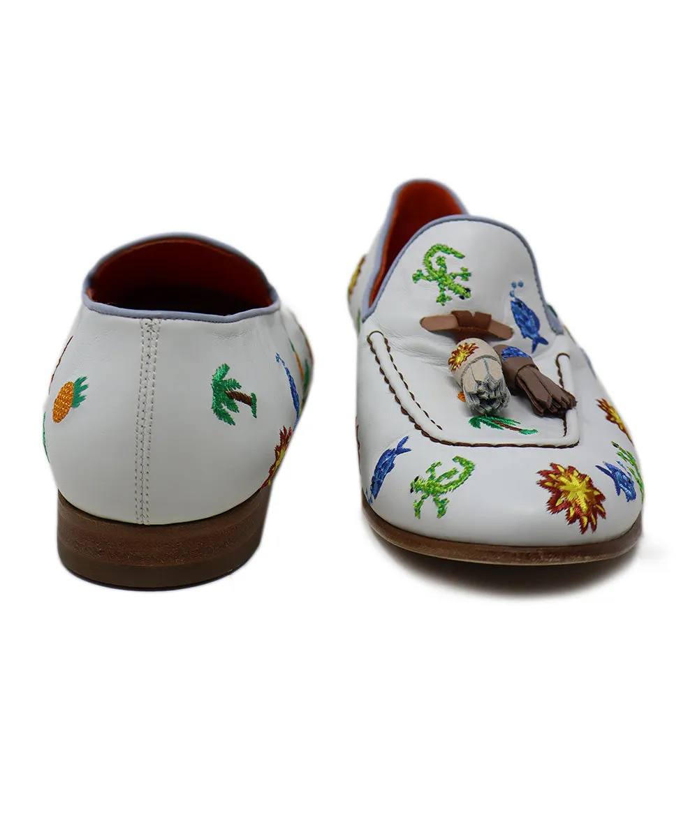Rossetti White & Multicolored Embroidered Flats sz 8