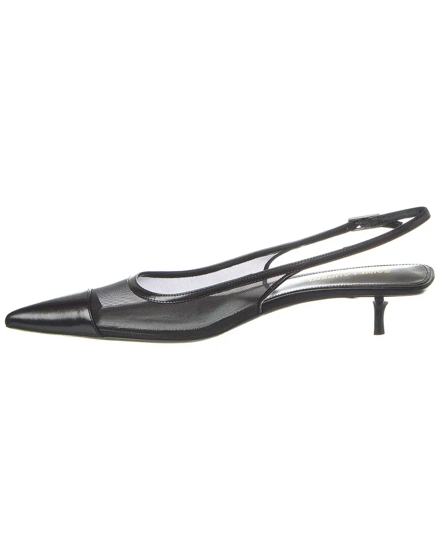 Saint Laurent Oxalis 30 Mesh & Leather Slingback Pump
