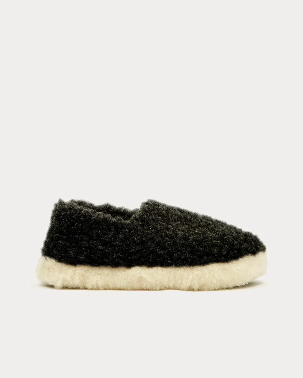 Siberian Wool Black Slip Ons