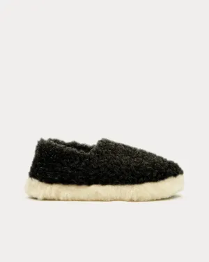 Siberian Wool Black Slip Ons