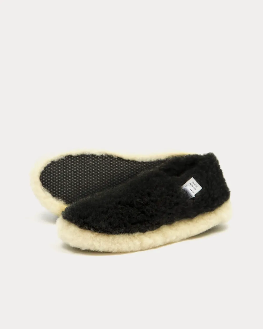 Siberian Wool Black Slip Ons