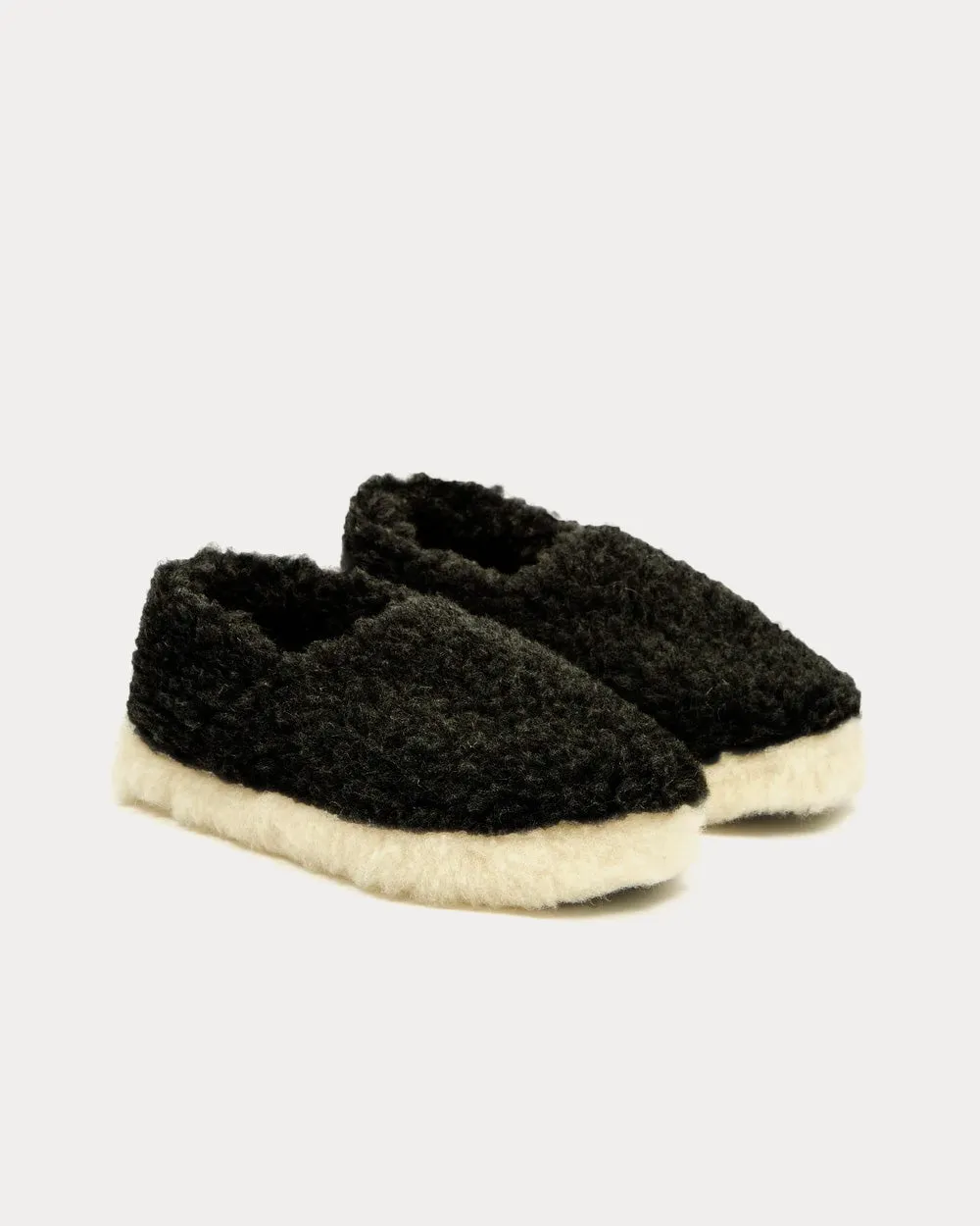Siberian Wool Black Slip Ons