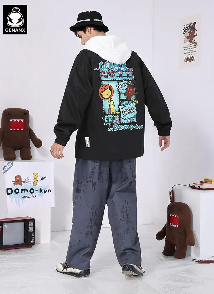 Simple Style Cartoon Print Four-Button Couple Lapel Jacket