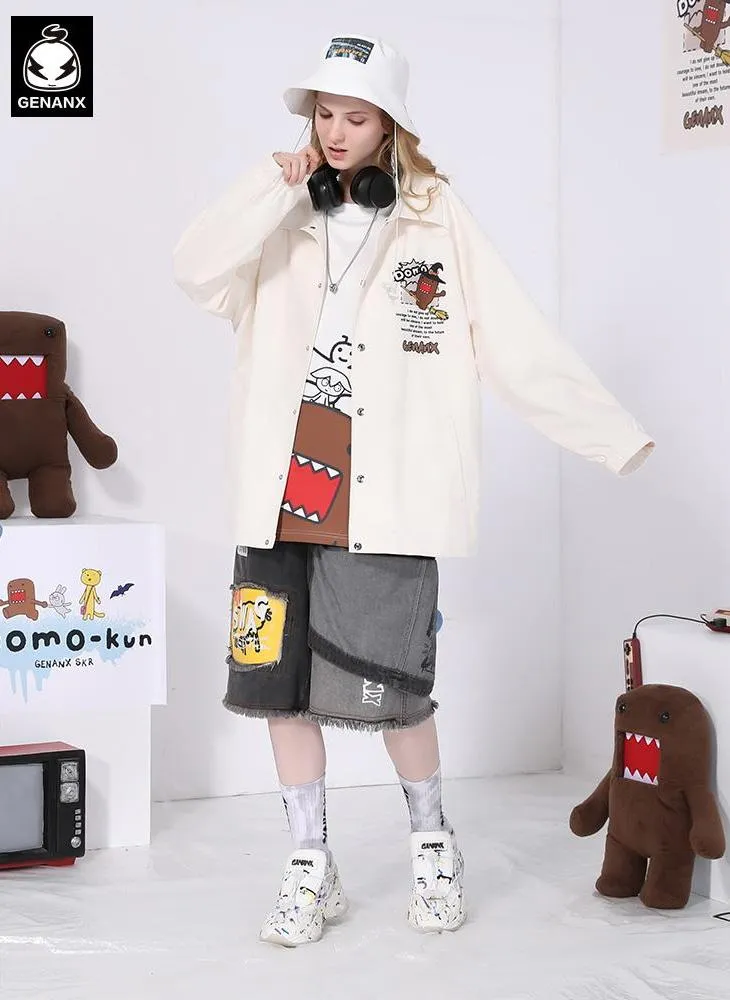 Simple Style Cartoon Print Four-Button Couple Lapel Jacket