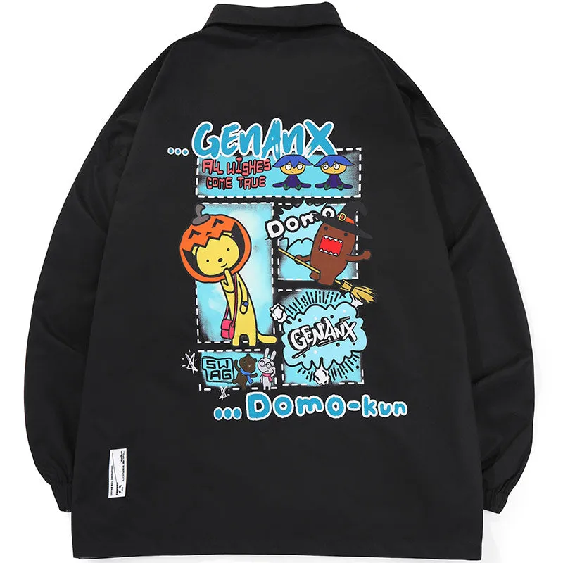 Simple Style Cartoon Print Four-Button Couple Lapel Jacket