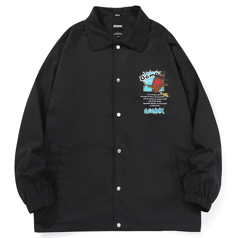 Simple Style Cartoon Print Four-Button Couple Lapel Jacket