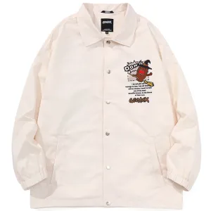 Simple Style Cartoon Print Four-Button Couple Lapel Jacket