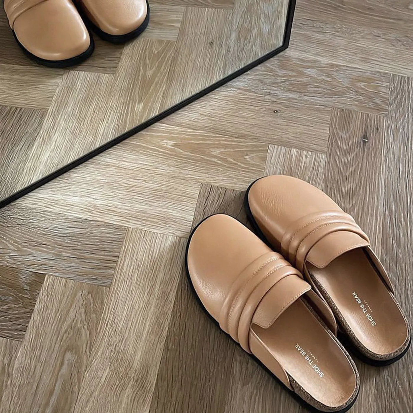 Siri clog læder - BEIGE