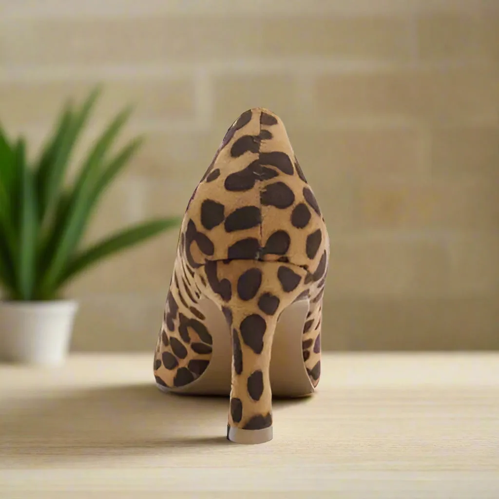 Transcend | Faux Suede Leopard Point Toe Pumps