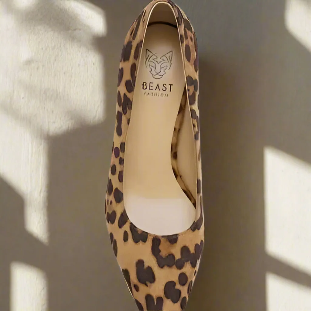 Transcend | Faux Suede Leopard Point Toe Pumps