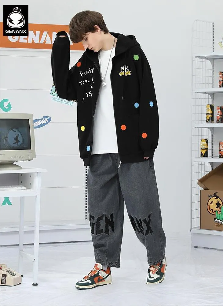 Typography Print Couple Hooded Jacket