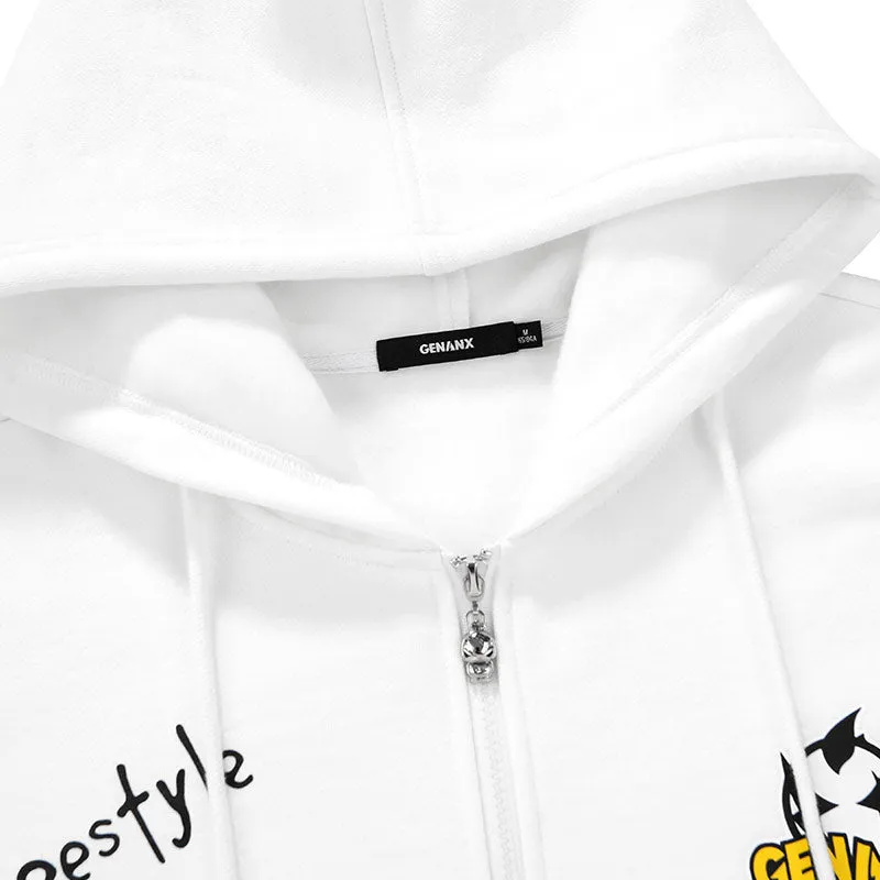 Typography Print Couple Hooded Jacket