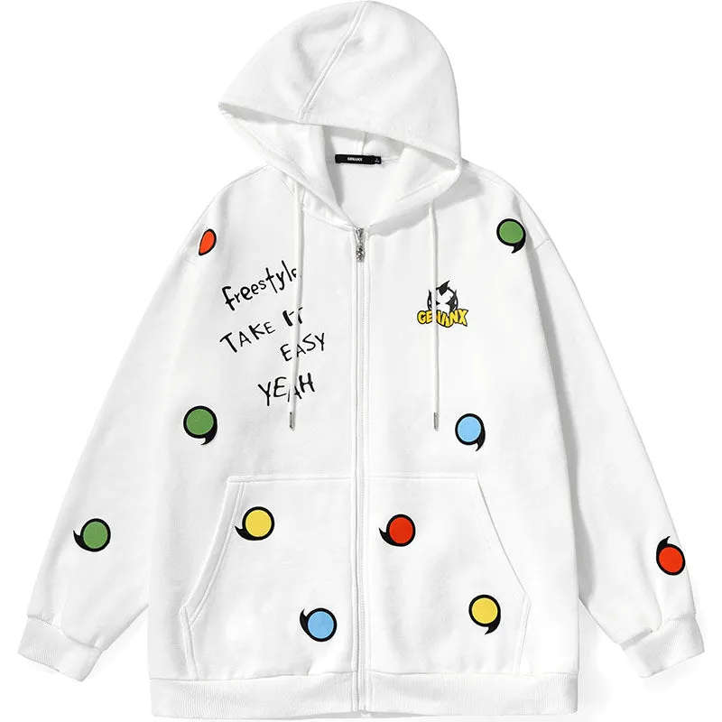 Typography Print Couple Hooded Jacket