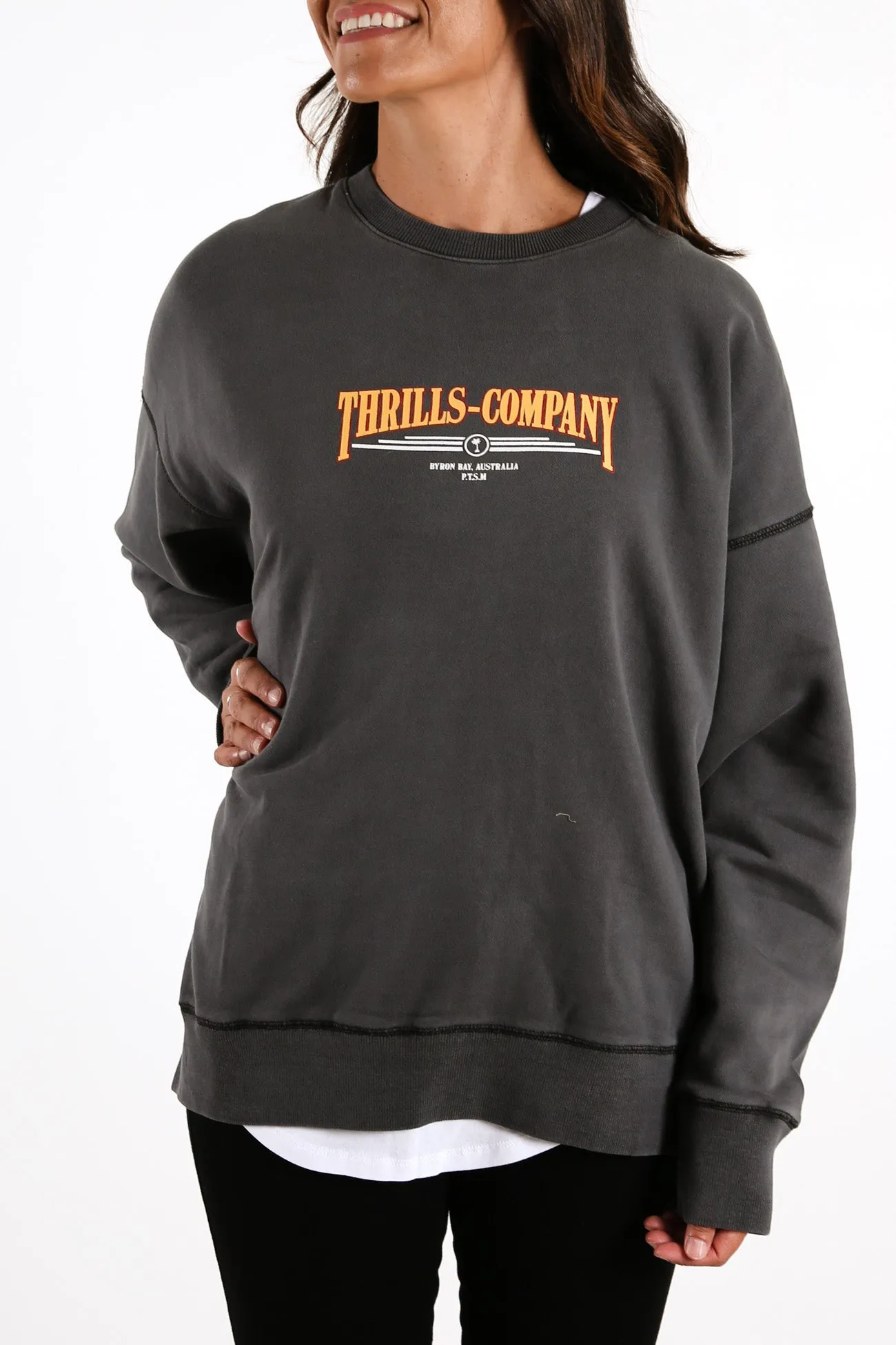 Underline Slouch Crew Merch Black