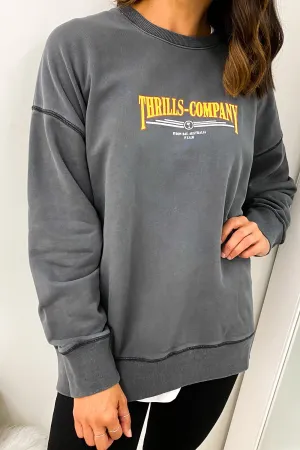 Underline Slouch Crew Merch Black