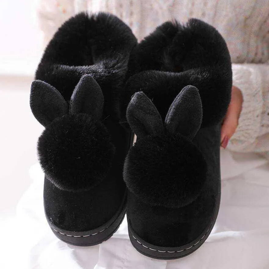 Warm & Fuzzy Rabbit Ears Plush Slippers