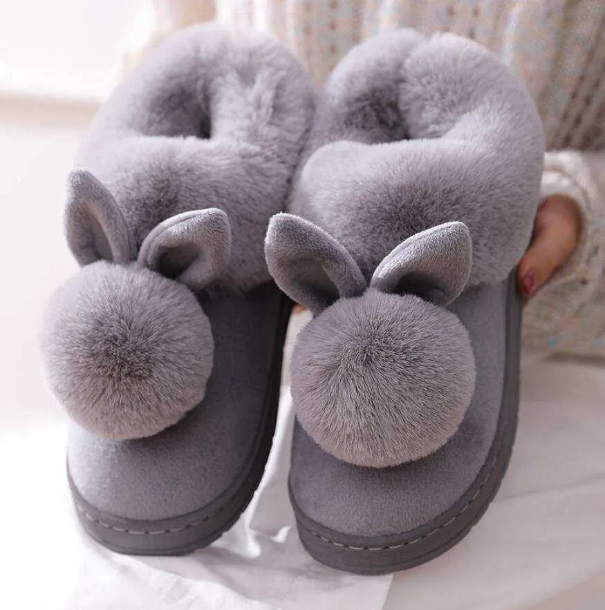 Warm & Fuzzy Rabbit Ears Plush Slippers