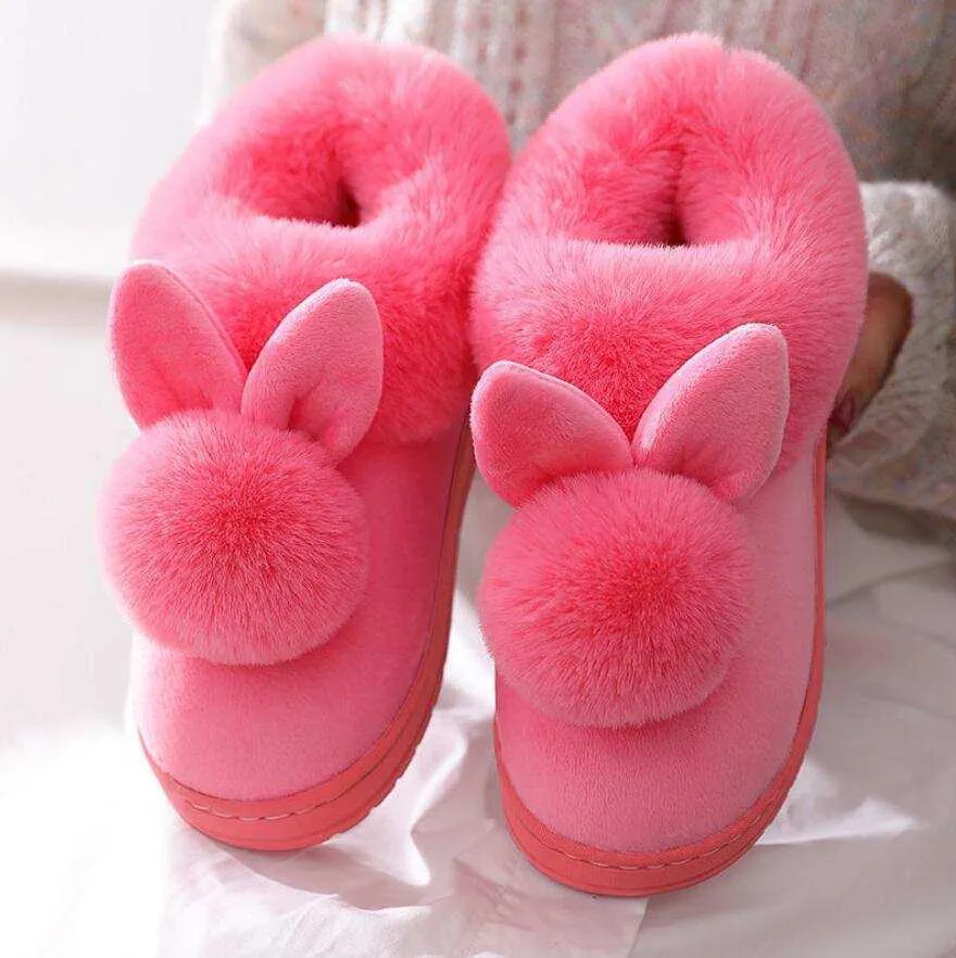Warm & Fuzzy Rabbit Ears Plush Slippers