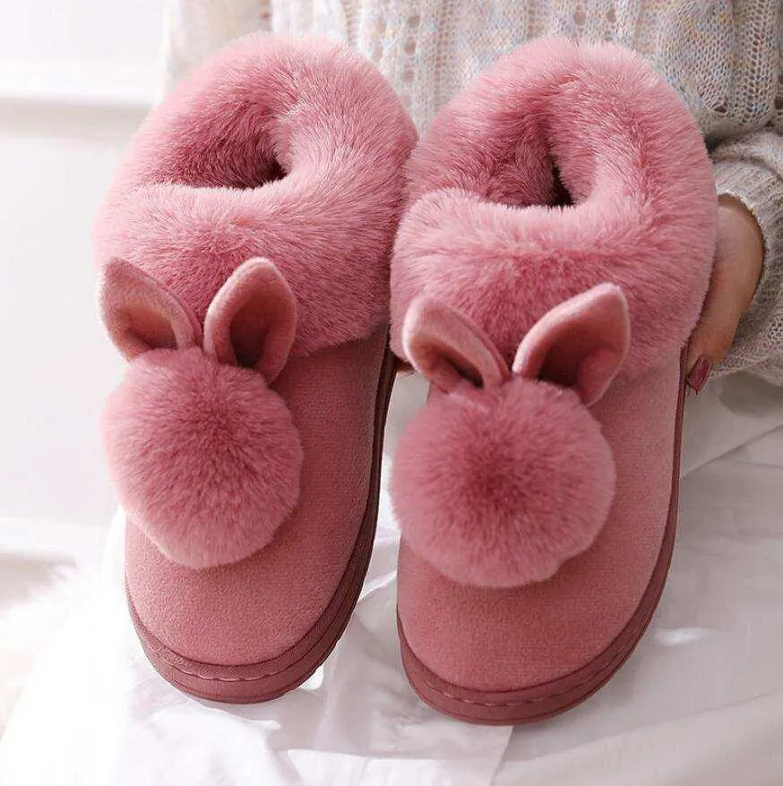 Warm & Fuzzy Rabbit Ears Plush Slippers