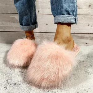 Women's fashion winter fluffy slides cute house shoes