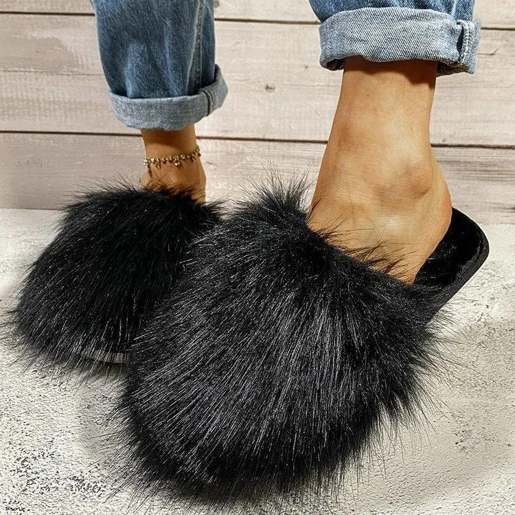 Women's fashion winter fluffy slides cute house shoes