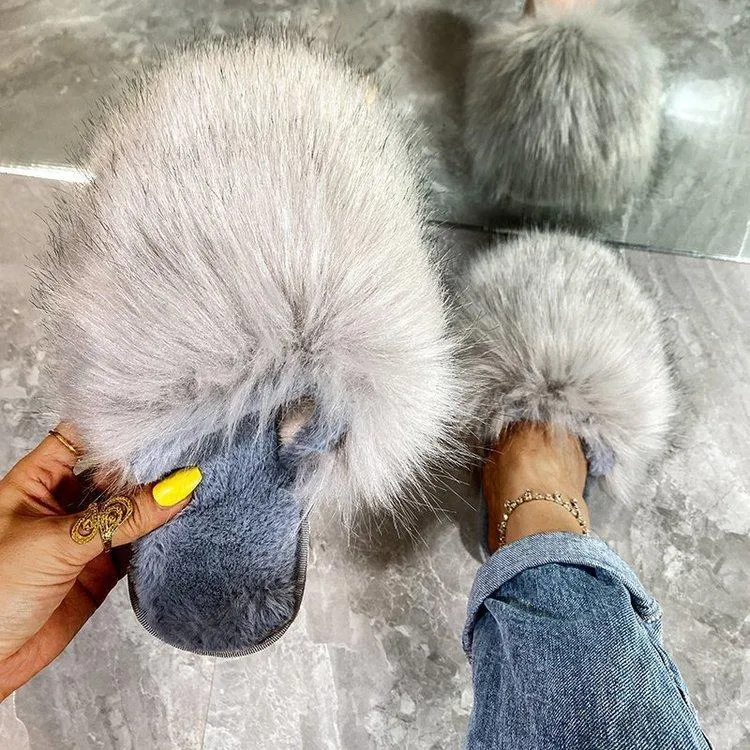 Women's fashion winter fluffy slides cute house shoes