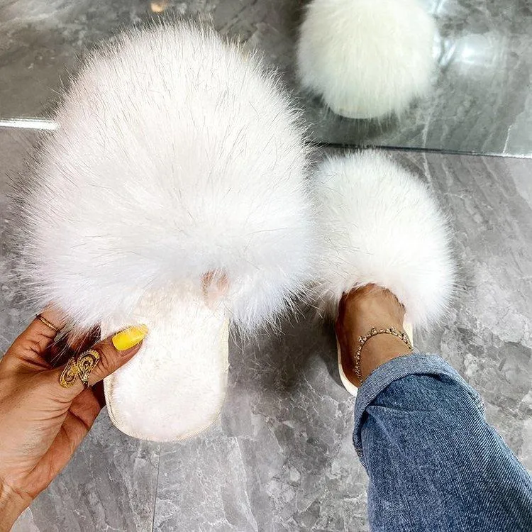 Women's fashion winter fluffy slides cute house shoes