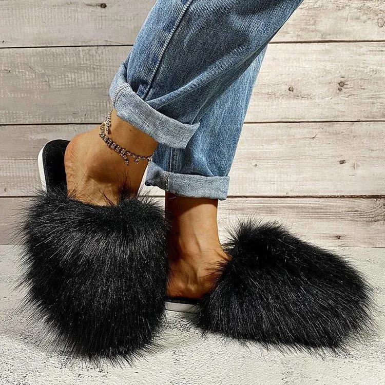 Women's fashion winter fluffy slides cute house shoes