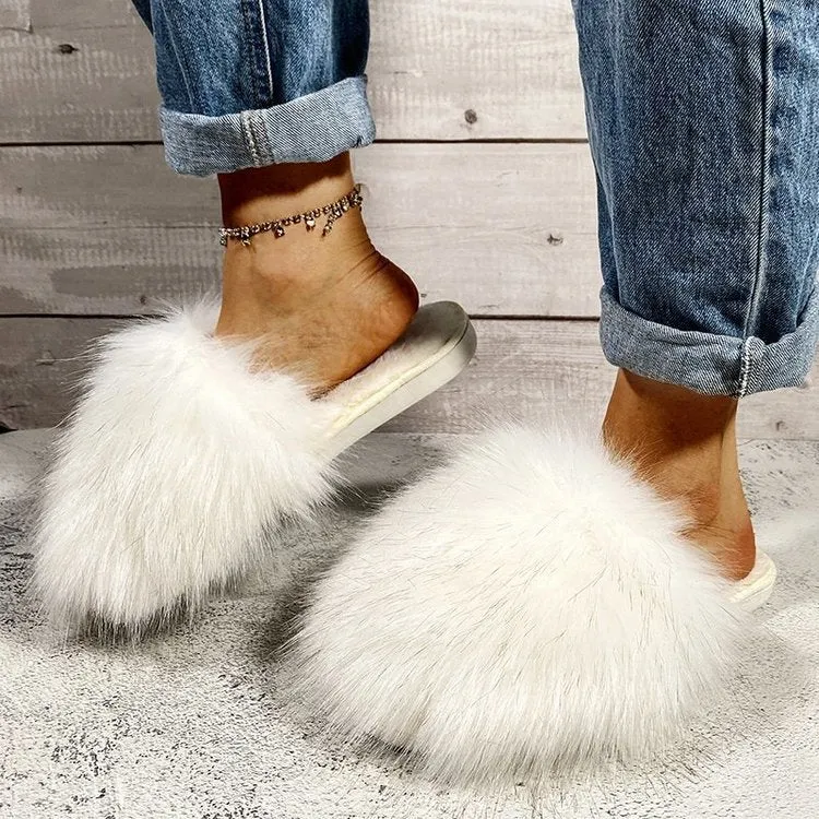 Women's fashion winter fluffy slides cute house shoes