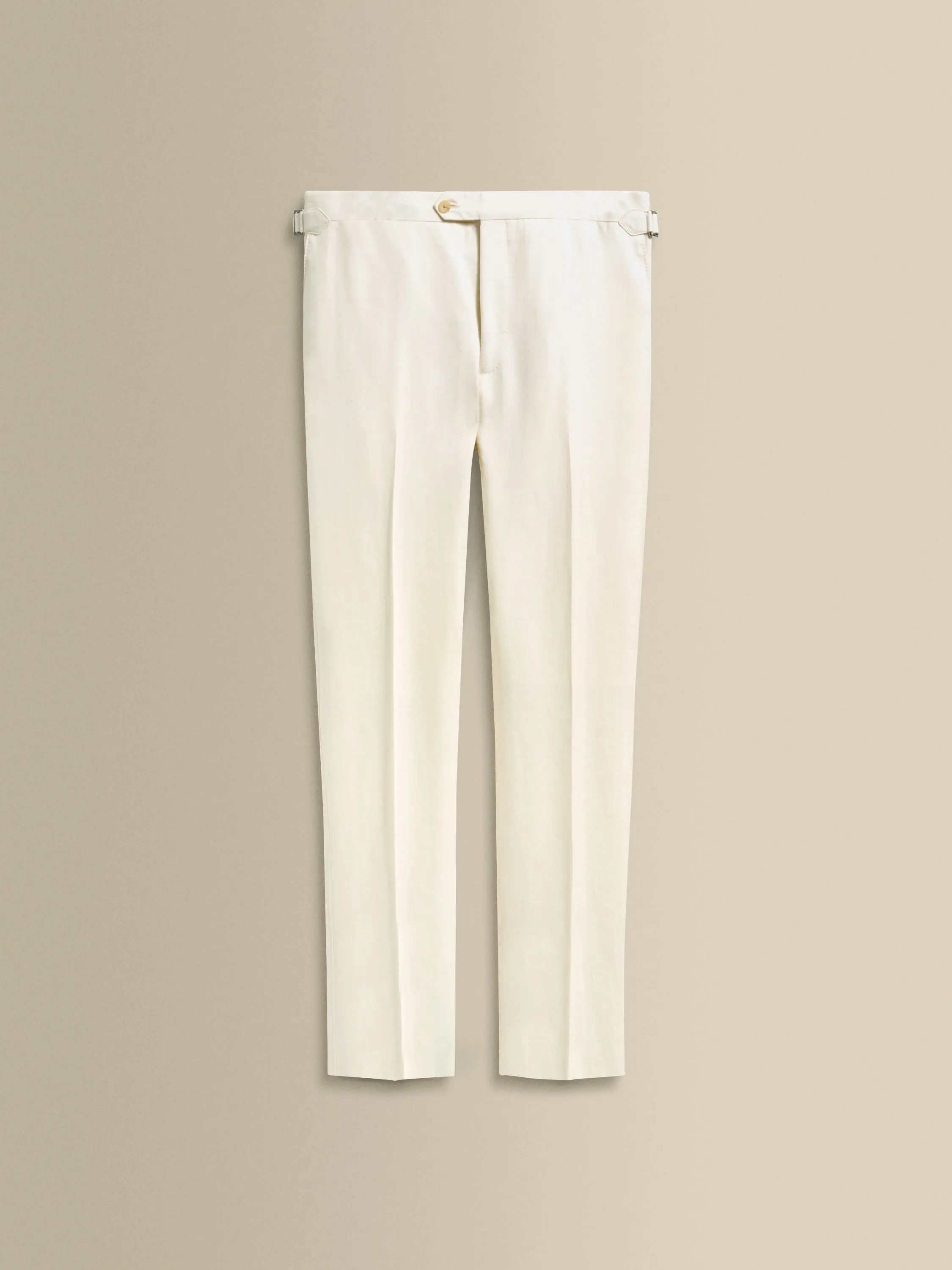 Wool Silk Flat Front Tailored Trousers