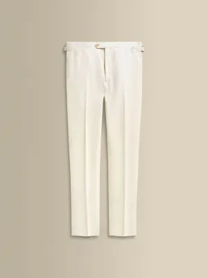 Wool Silk Flat Front Tailored Trousers