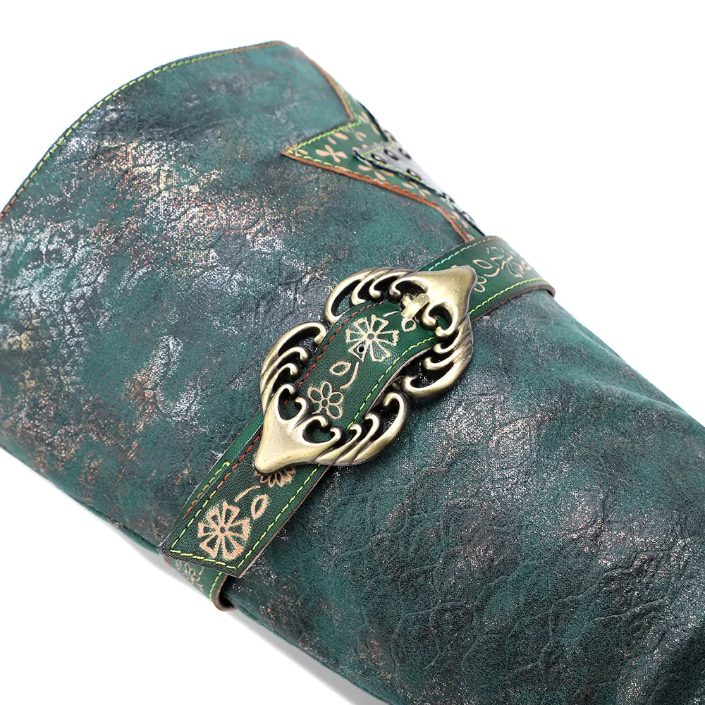 Zalor Green Retro Leather High Boots