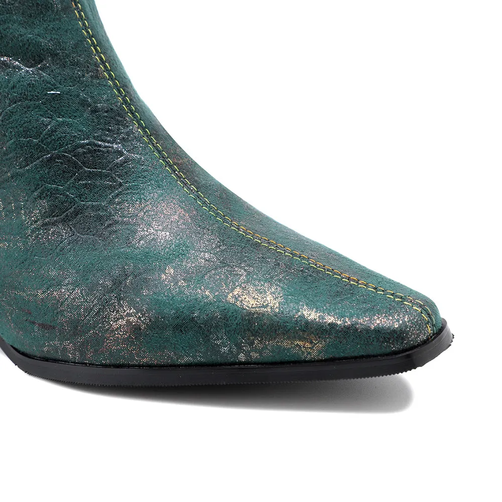 Zalor Green Retro Leather High Boots