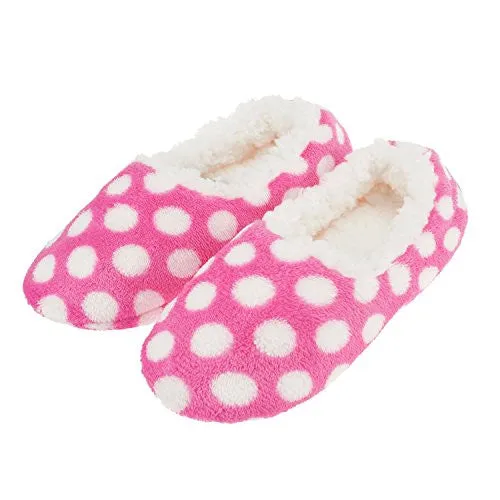 Zegee Womens Fuzzy Indoor Soft Sock Slippers Non-slip Sole Cozy Warm Slip-on House Bedroom Slippers (L 9-10, Polka dots)