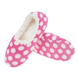 Zegee Womens Fuzzy Indoor Soft Sock Slippers Non-slip Sole Cozy Warm Slip-on House Bedroom Slippers (L 9-10, Polka dots)