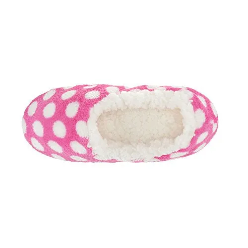 Zegee Womens Fuzzy Indoor Soft Sock Slippers Non-slip Sole Cozy Warm Slip-on House Bedroom Slippers (L 9-10, Polka dots)